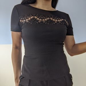 BCBG Black Lace Panel Top